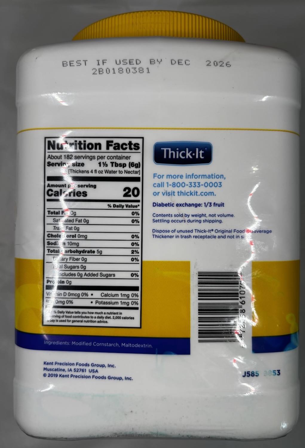 Thick-It Original Food & Drink Thickener Unflavored 36 oz. Canister Exp 12/2026