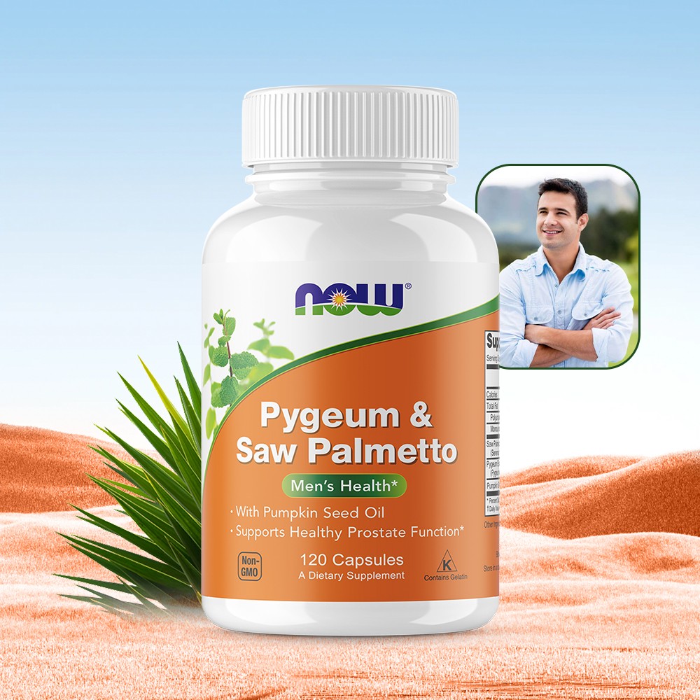 Pygeum Saw Palmetto Supplement with Pumpkin Seed Oil Men’s Health 120 Capsules