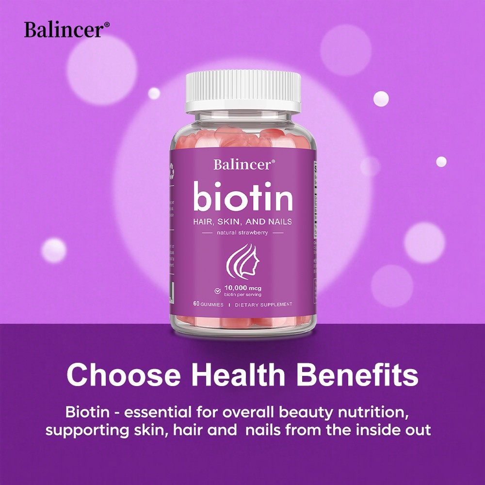 10000mcg Biotin B7 Gummy Vitamin,Beauty Supplement to Shiny Hair,Clear Skin 60CT