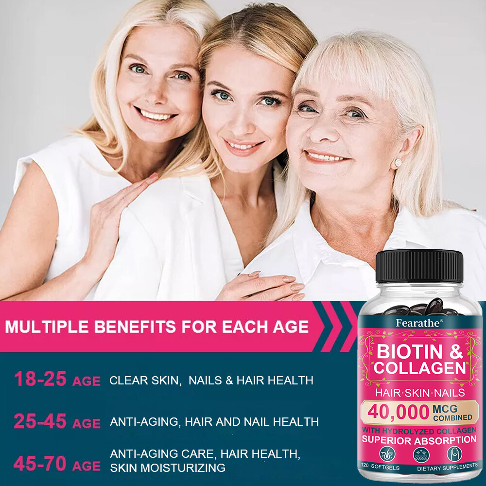 Biotin & Collagen Capsules 40,000mcg Natural Skin Hair Nails Supplement