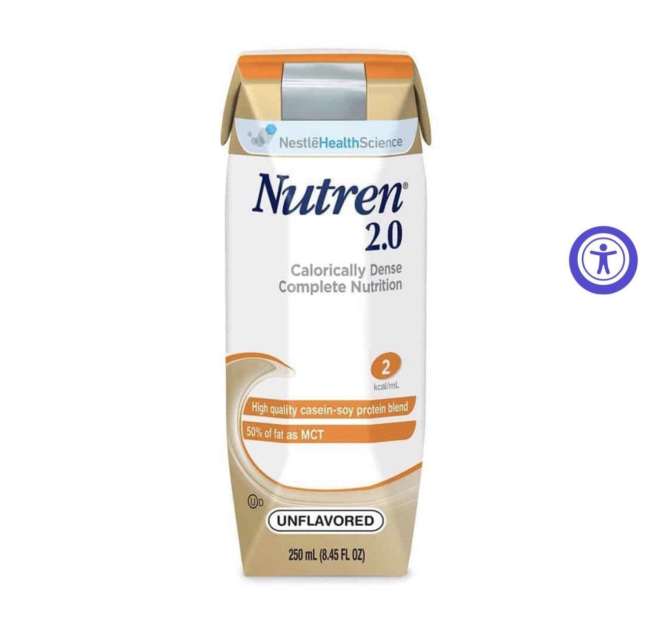 Nestle Nutren 2.0 Tube Feeding Formula Unflavored 250 mL Carton 24 Ct- 04/ 2026