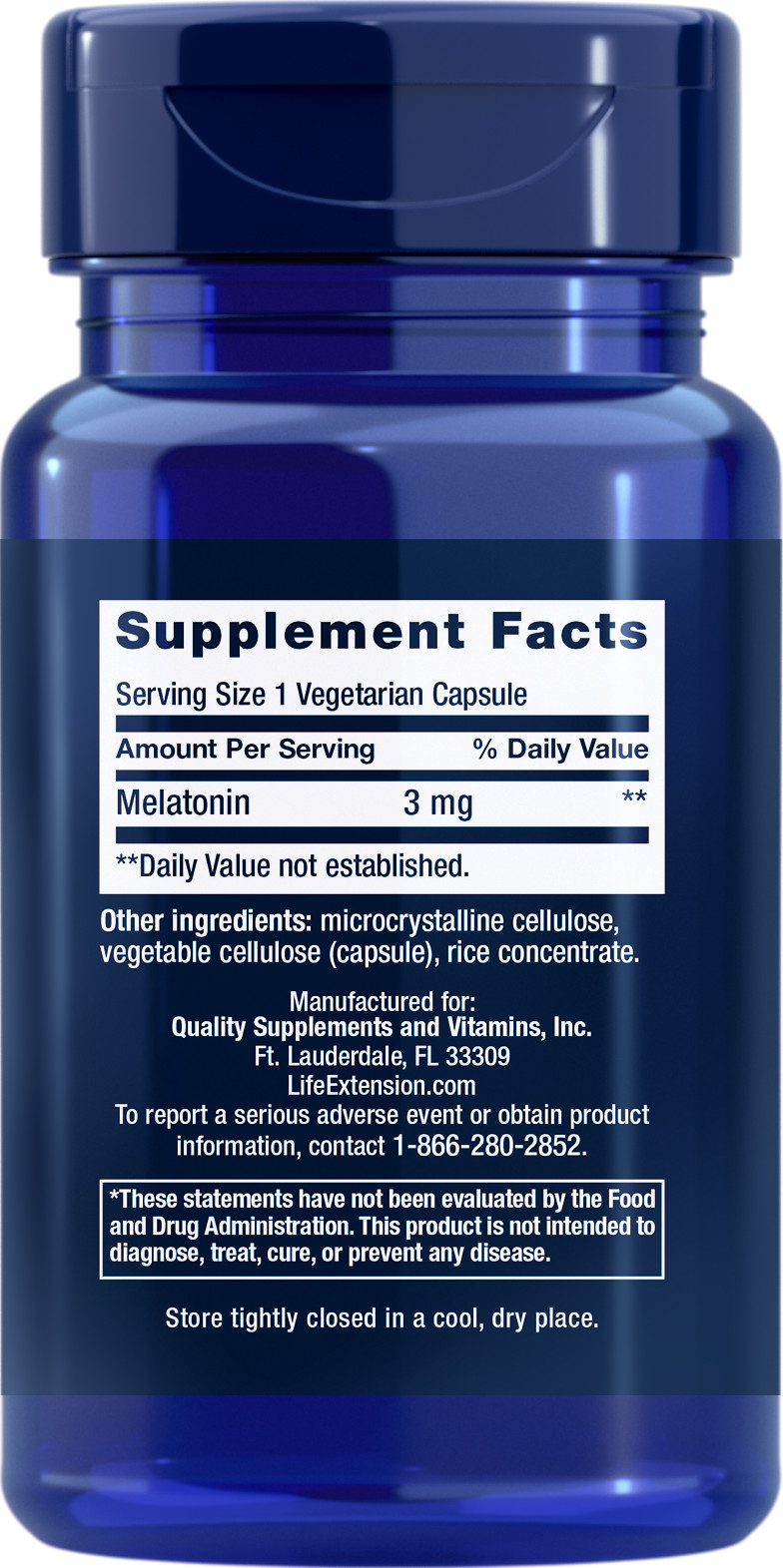 Life Extension MELATONIN 3 MG 60 VegCaps
