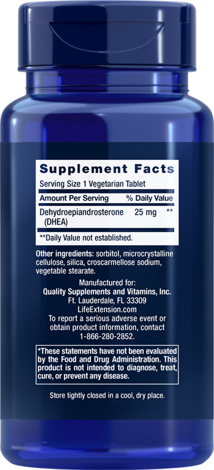 Life Extension DHEA 25 mg, 100 Dissolve-In-Mouth Tablets