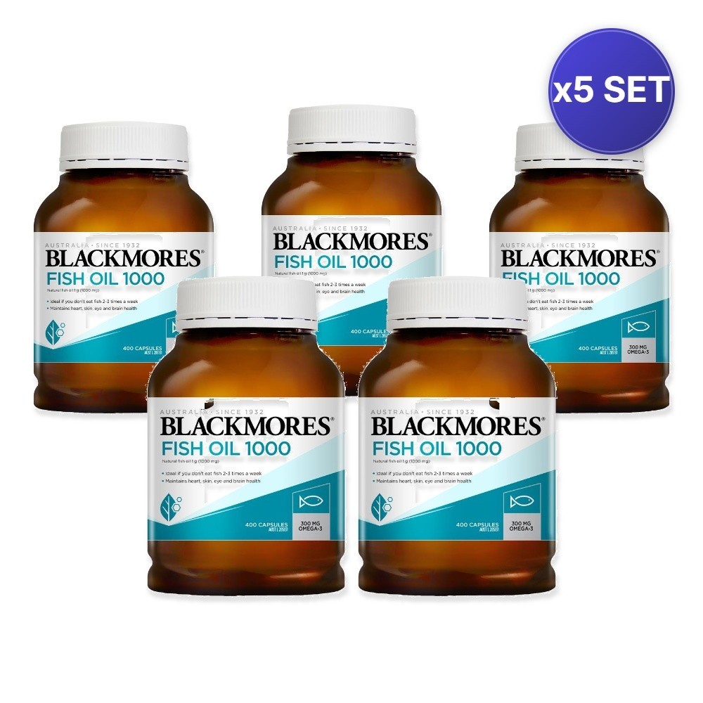 Fish Oil 1000mg 400 Capsules – Daily Wellness Support – 5 Pack