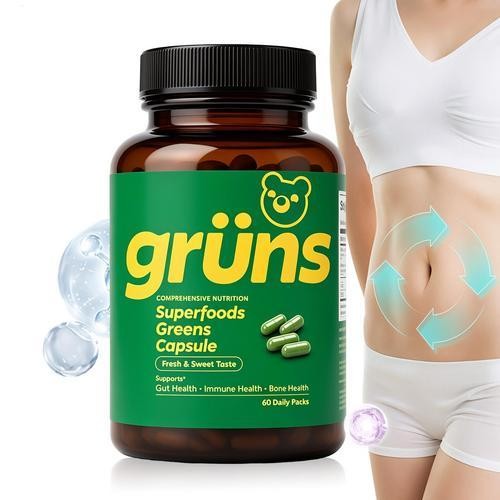 Gruns Adults Super Greens Gummies, Superfood Gummy 60 Count Exp 2027