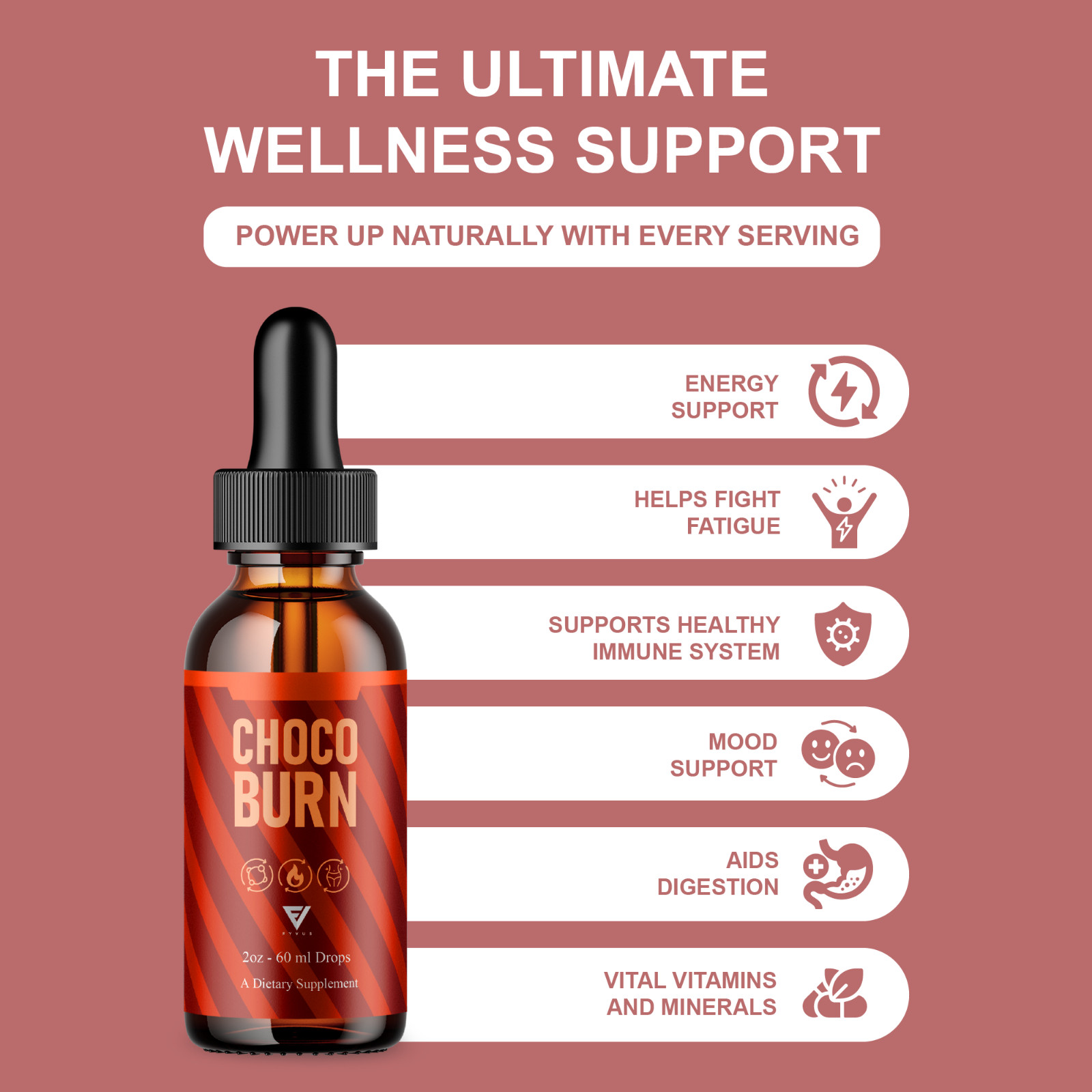(5 Pack) Choco Burn Premium Weight Management Liquid Drop Supplement (10oz)