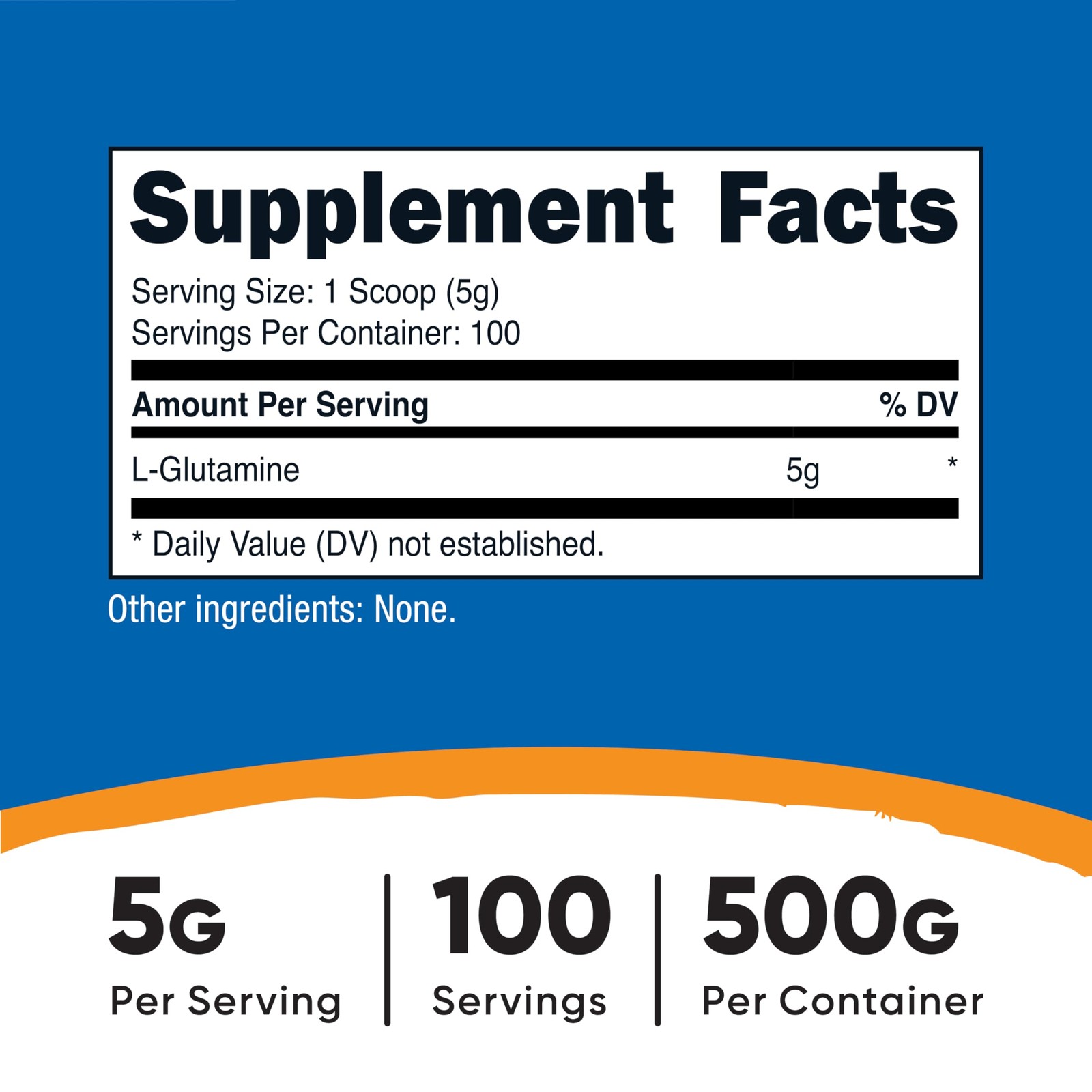Nutricost L-Glutamine Powder (500 Grams) 1.1 Pound (Pack of 1), White