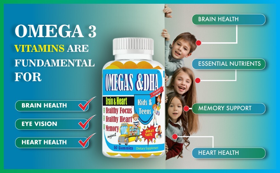 Kids Brain Supplements, Nootropic for Memory, Focus and Concentration, Omega 3