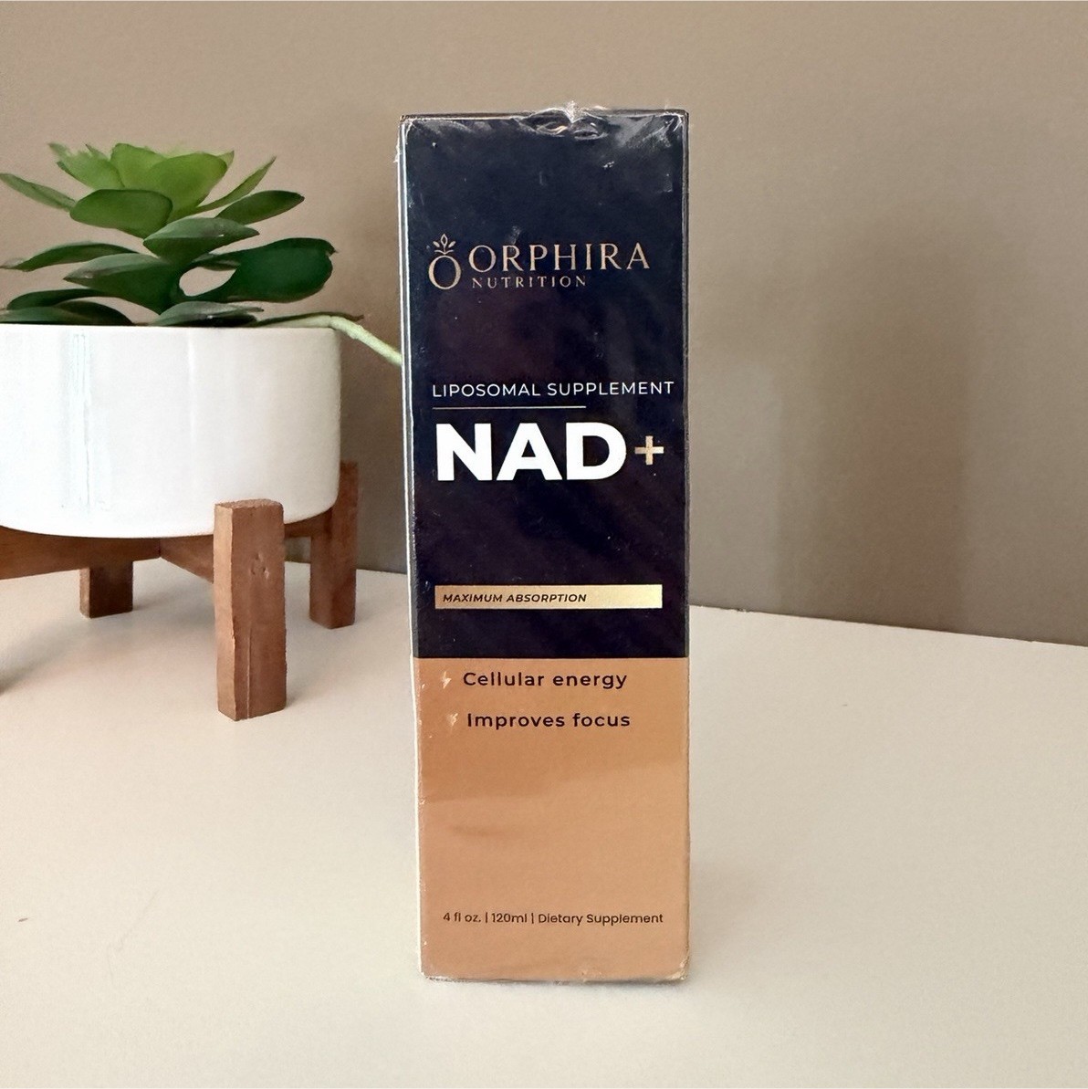 Orphira Nutrition Liposomal NAD+ Supplement 4 fl oz Cellular Energy Orange Oil
