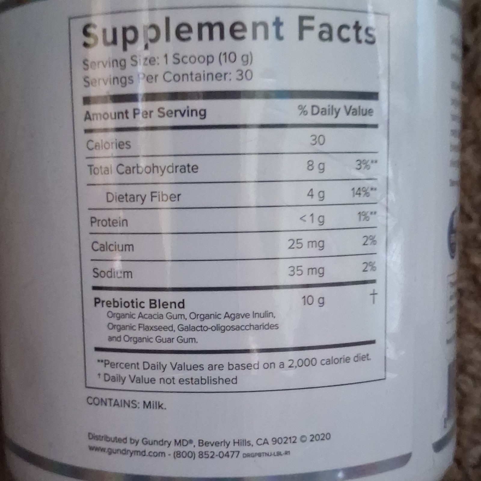 Gundry MD PrebioThrive Unflavored Organic Prebiotic Powder Digestive, 10.6 oz