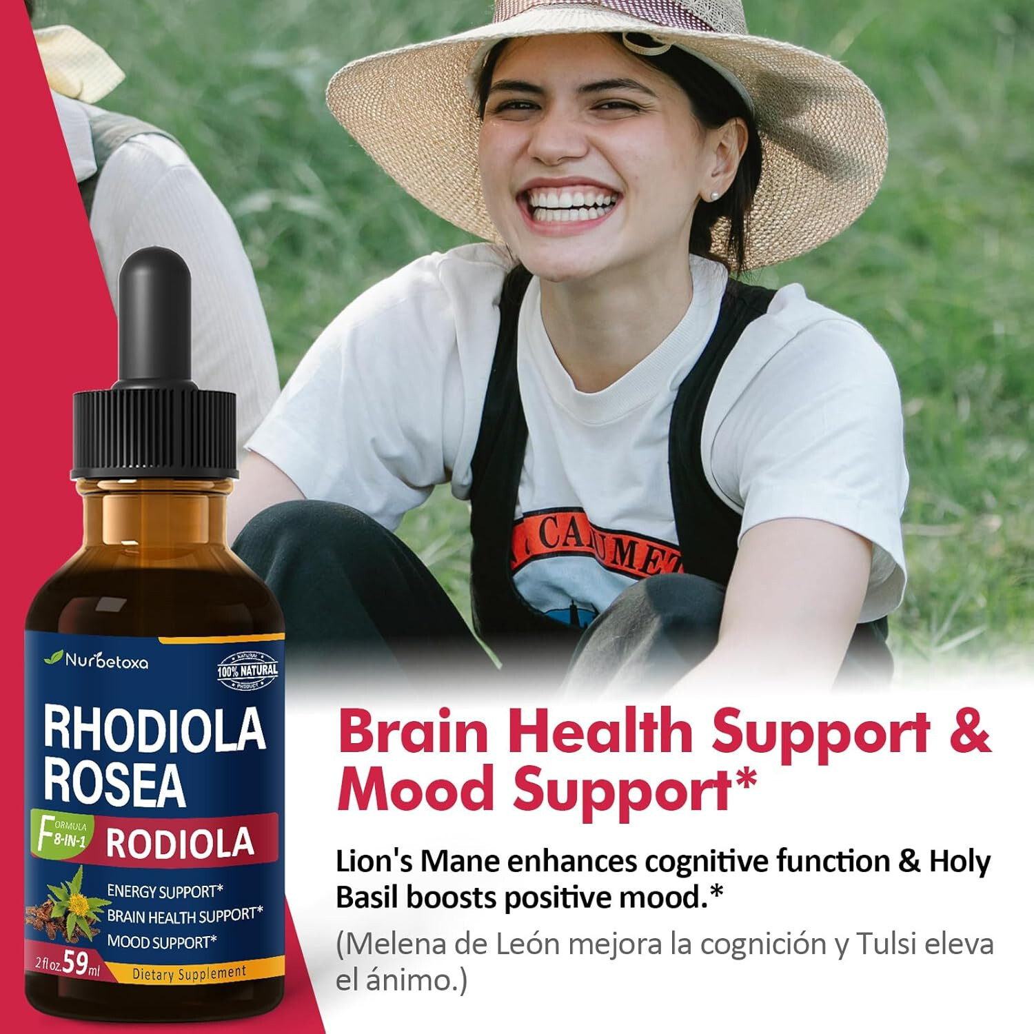 Nurbetoxa Rhodiola Rosea Drops, Herbal Extract Blend for Energy Support, Brain