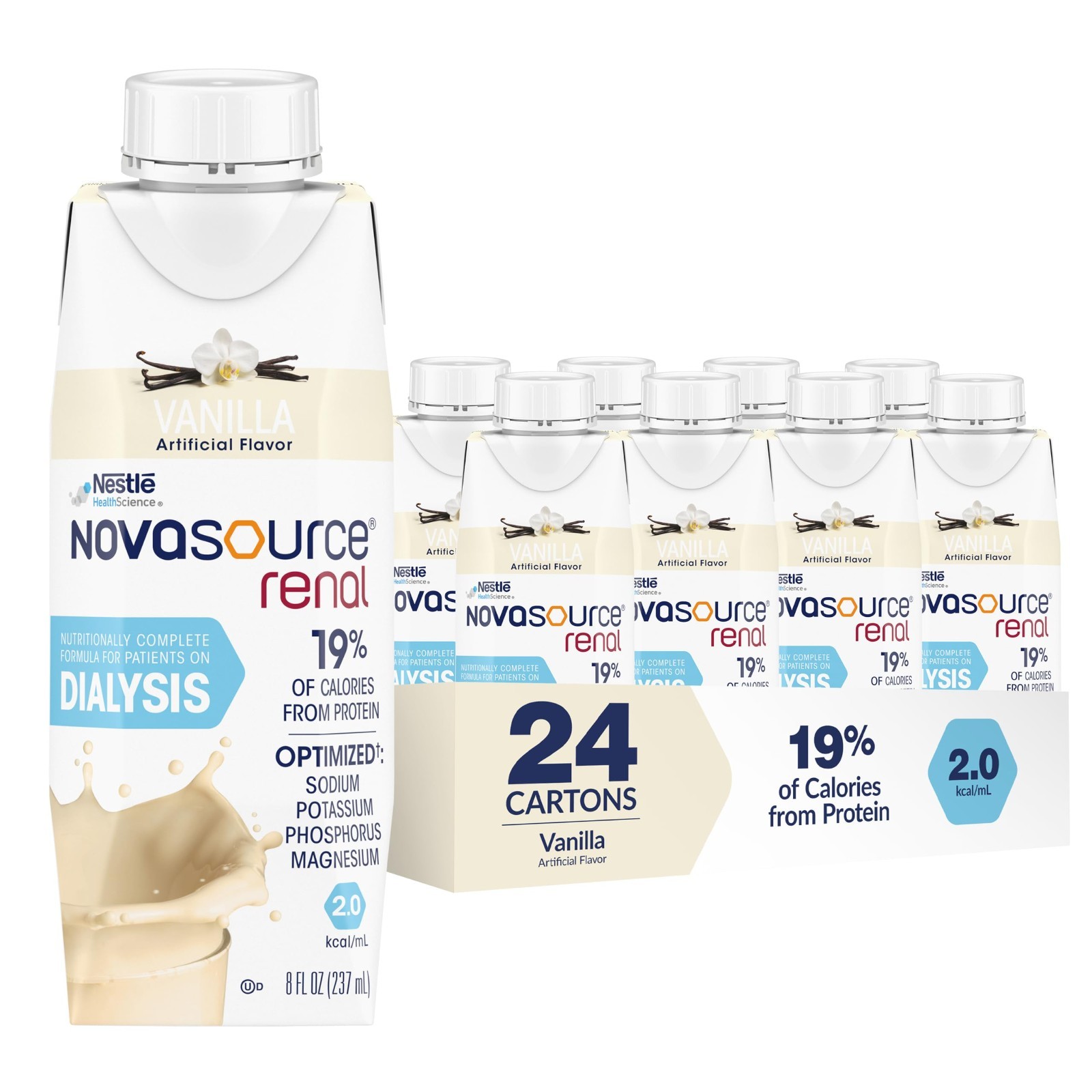 Nutritionally Complete Renal Formula Vanilla 8 oz Carton – 24 Pack, Ideal for Ki