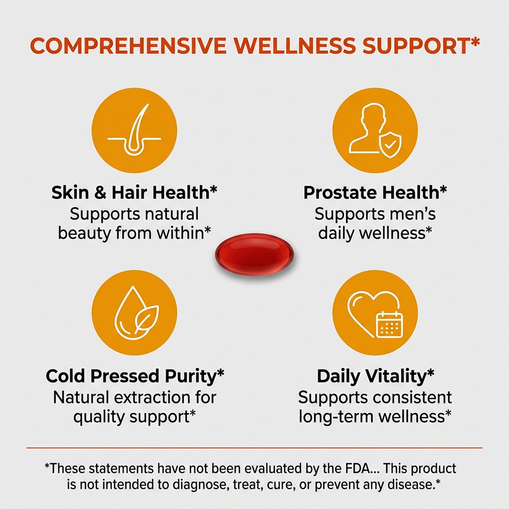 1000mg Pumpkin Seed Oil Complex,Men Wellness for Prostate,Hair&Skin 30~120 Caps