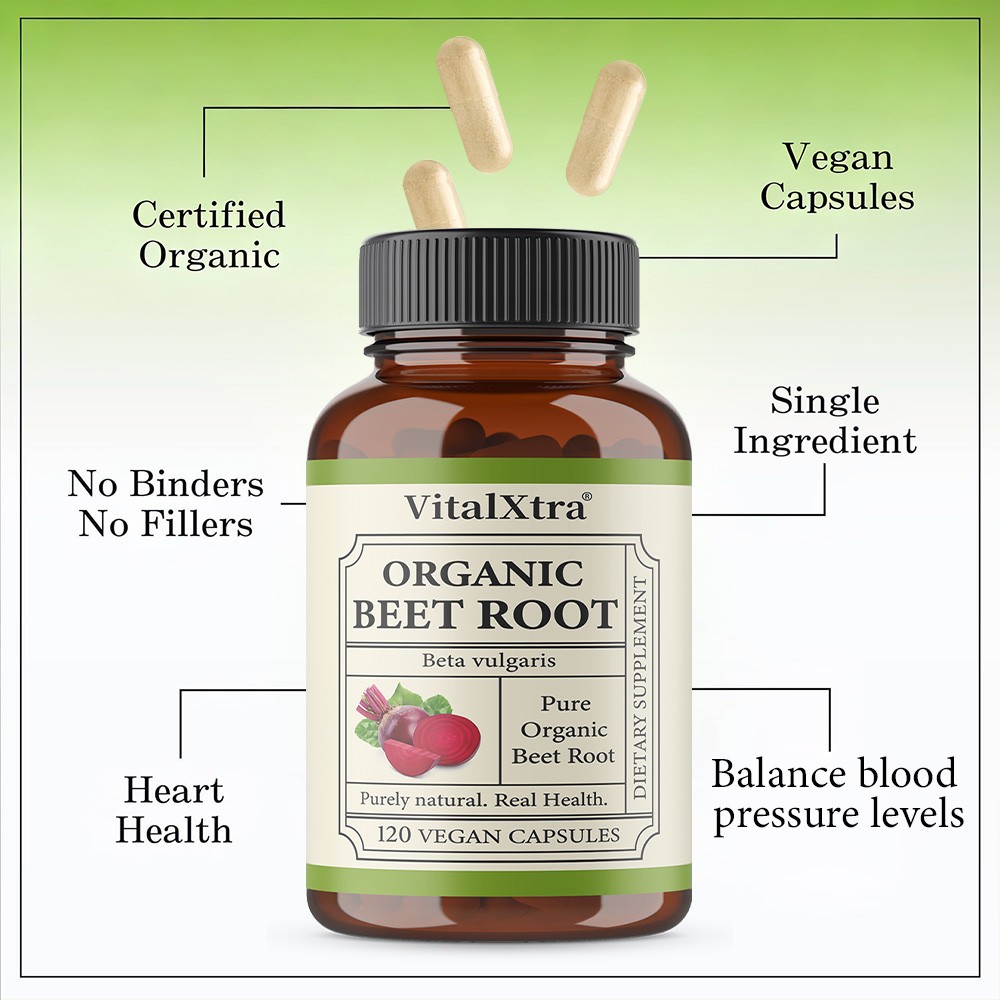 Organic Beet Root Supplement – Lowers Blood Pressure, Promotes Blood Circulation