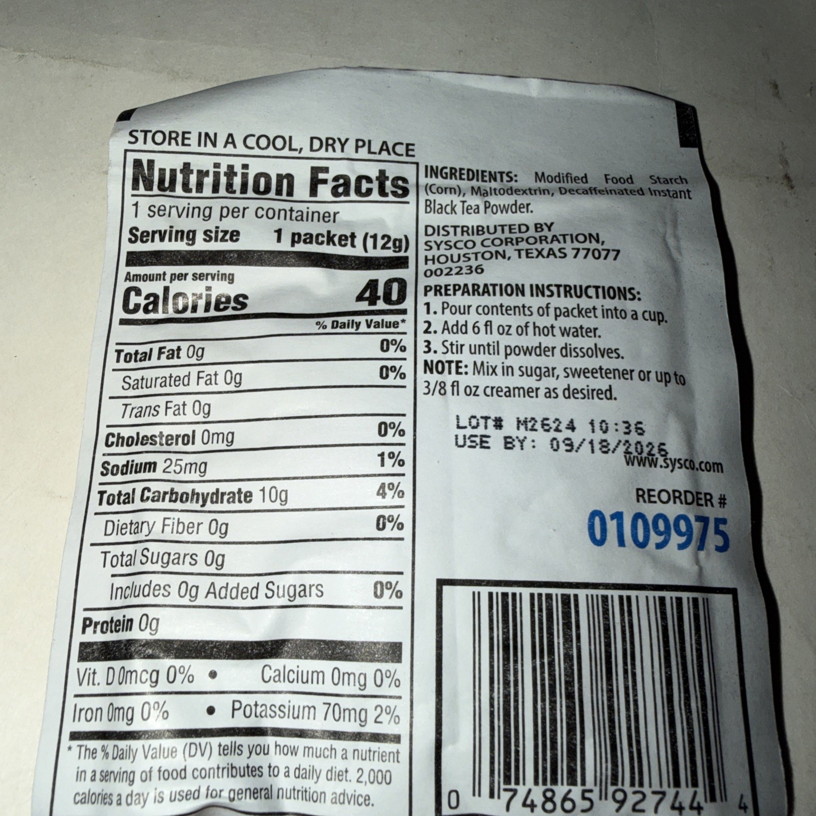 Lot 49 Thick & Easy Drink/Food Thickener Unflavored 5.5 Gram Packets/3 Sysco