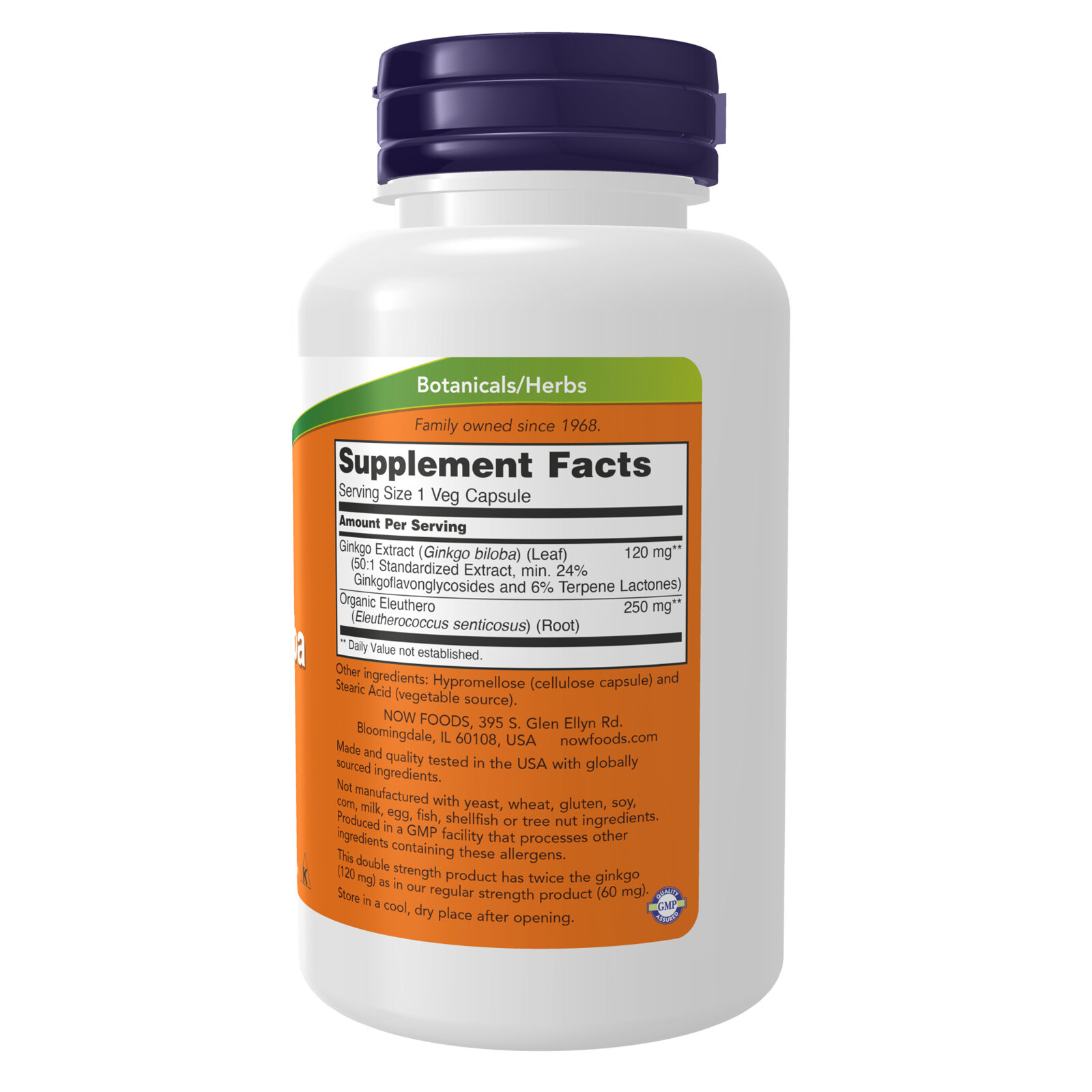 NOW FOODS Ginkgo Biloba Double Strength 120 mg 100 Veg Capsules