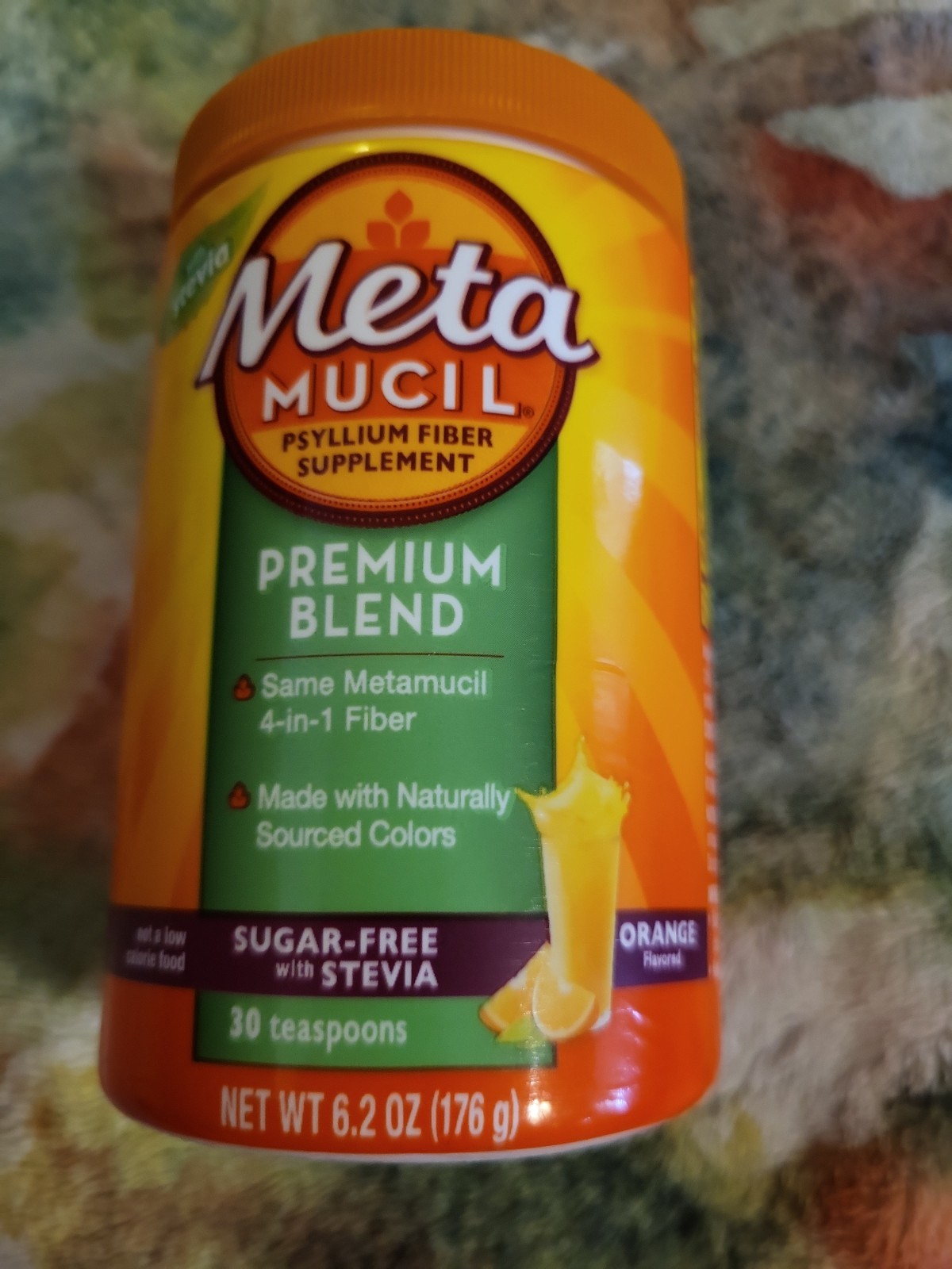 Meta Mucil Psyllium Fiber Supplement Premium Blend Orange 6.2oz jar 10/2026