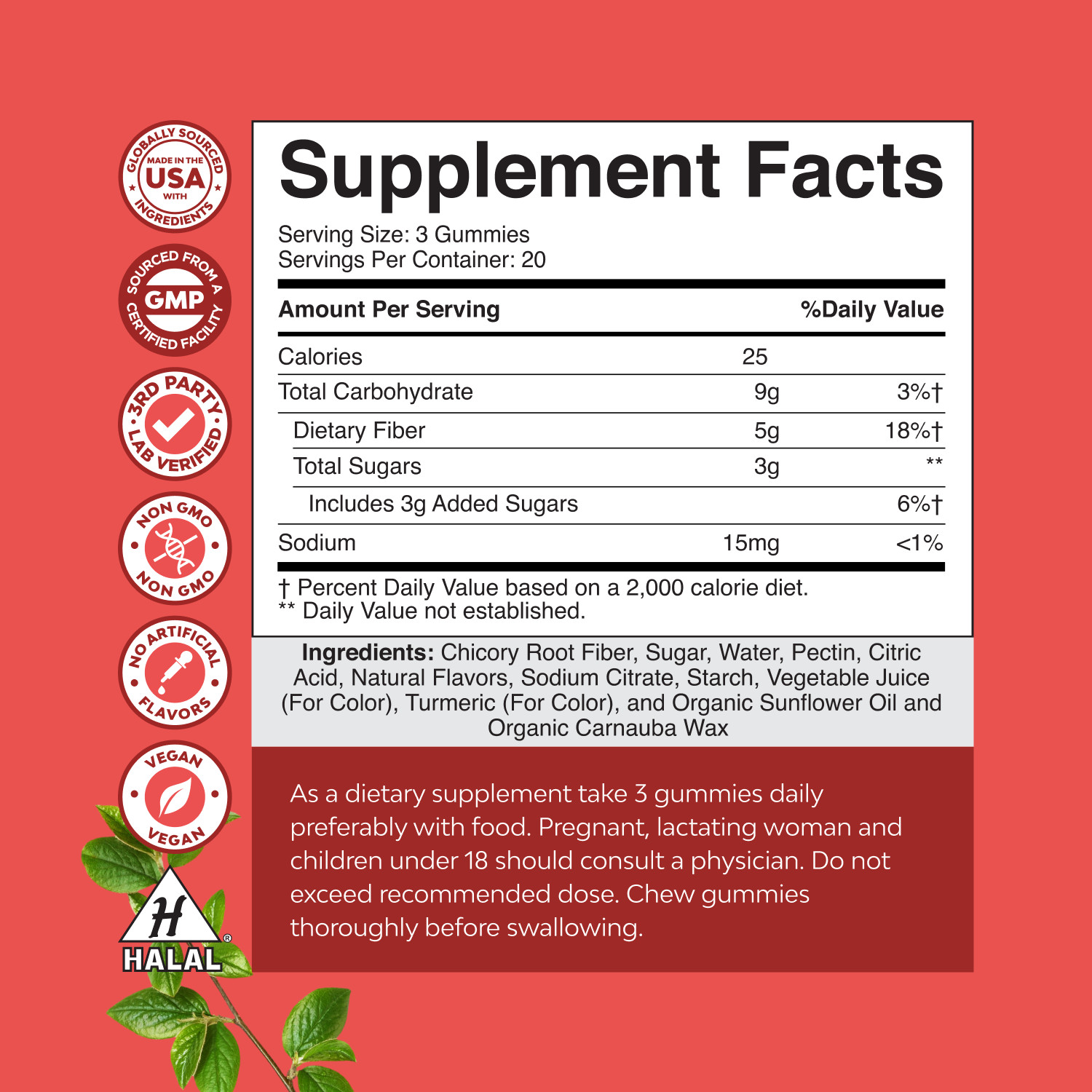 Tasty Prebiotic Fiber Gummies for Adults – High Fiber Supplement Gummies Vitamin