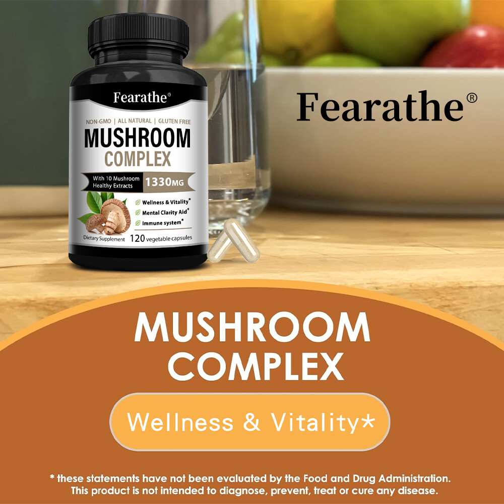 10x Mushroom Complex Supplement, Lions Mane, Reishi, Shiitake, Immune Capsule