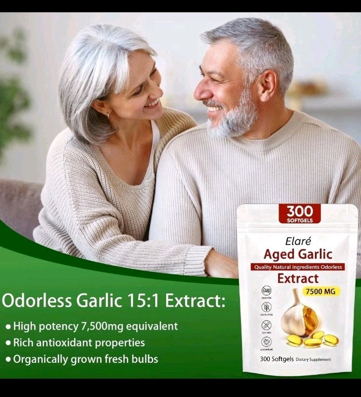 Elare Aged Garlic Extract 300 Softgels 7500mg Odorless Heart Immune 2pk Exp 1/28