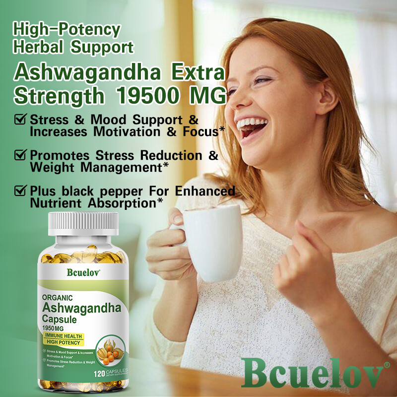 Organic Ashwagandh Capsules | High Dose 1950mg Daily Dose Pure No Additives
