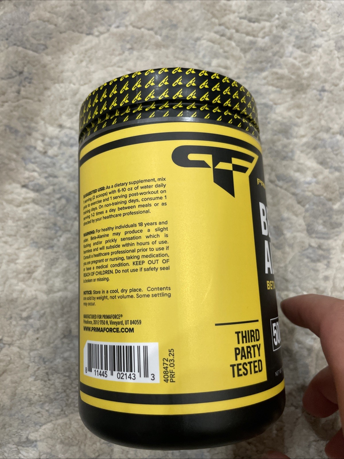 PrimaForce Beta Alanine Powder, Unflavored, 1500 Grams Sealed