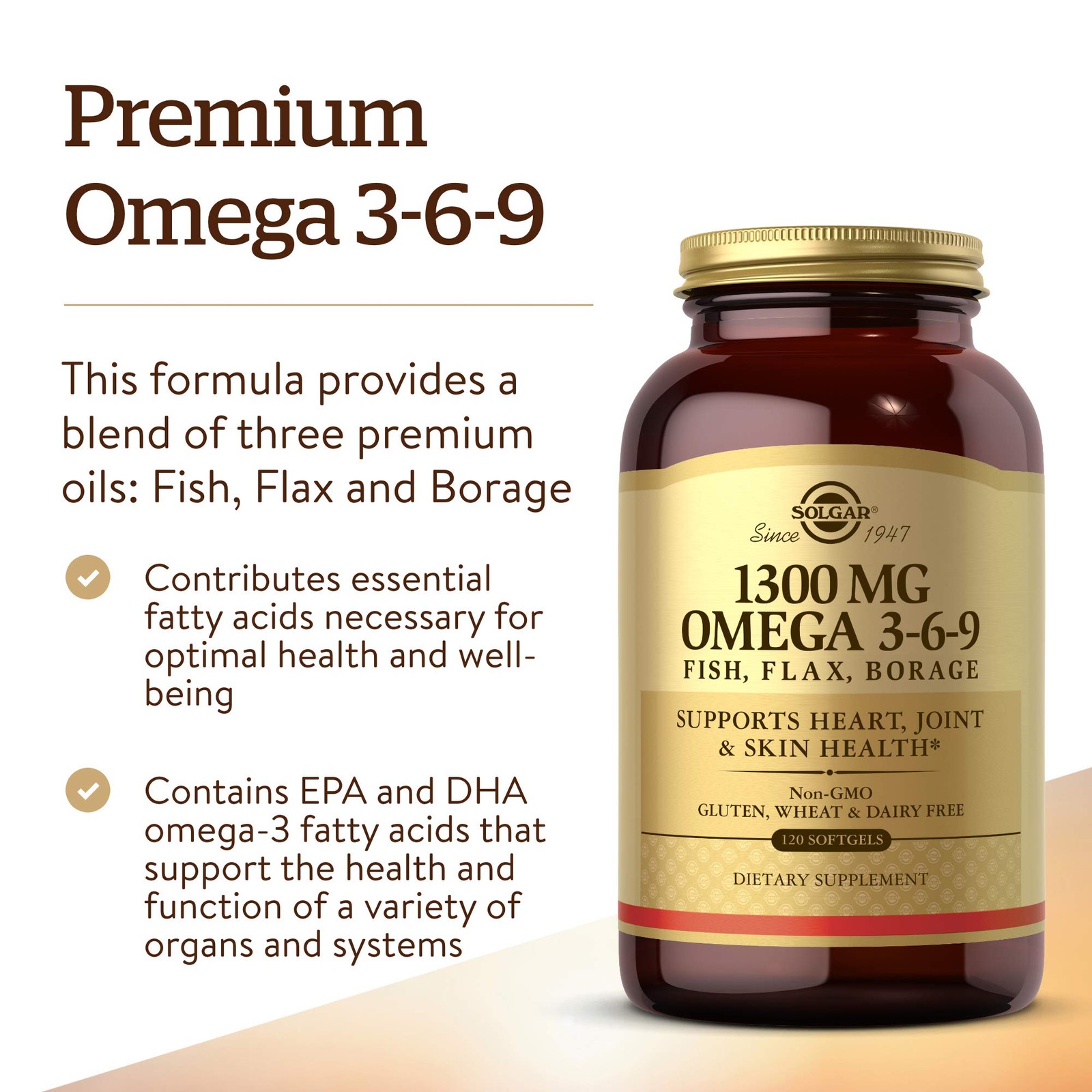 Solgar 1300 Mg Omega 3-6-9 120 – Oil – For – – Epa Dha Omega 3 – 40