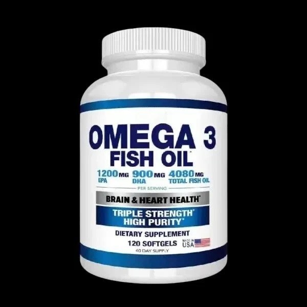 Wild Caught Omega-3 Fish Oil 120 Softgels | Heart, Brain, Joint & Immune Support