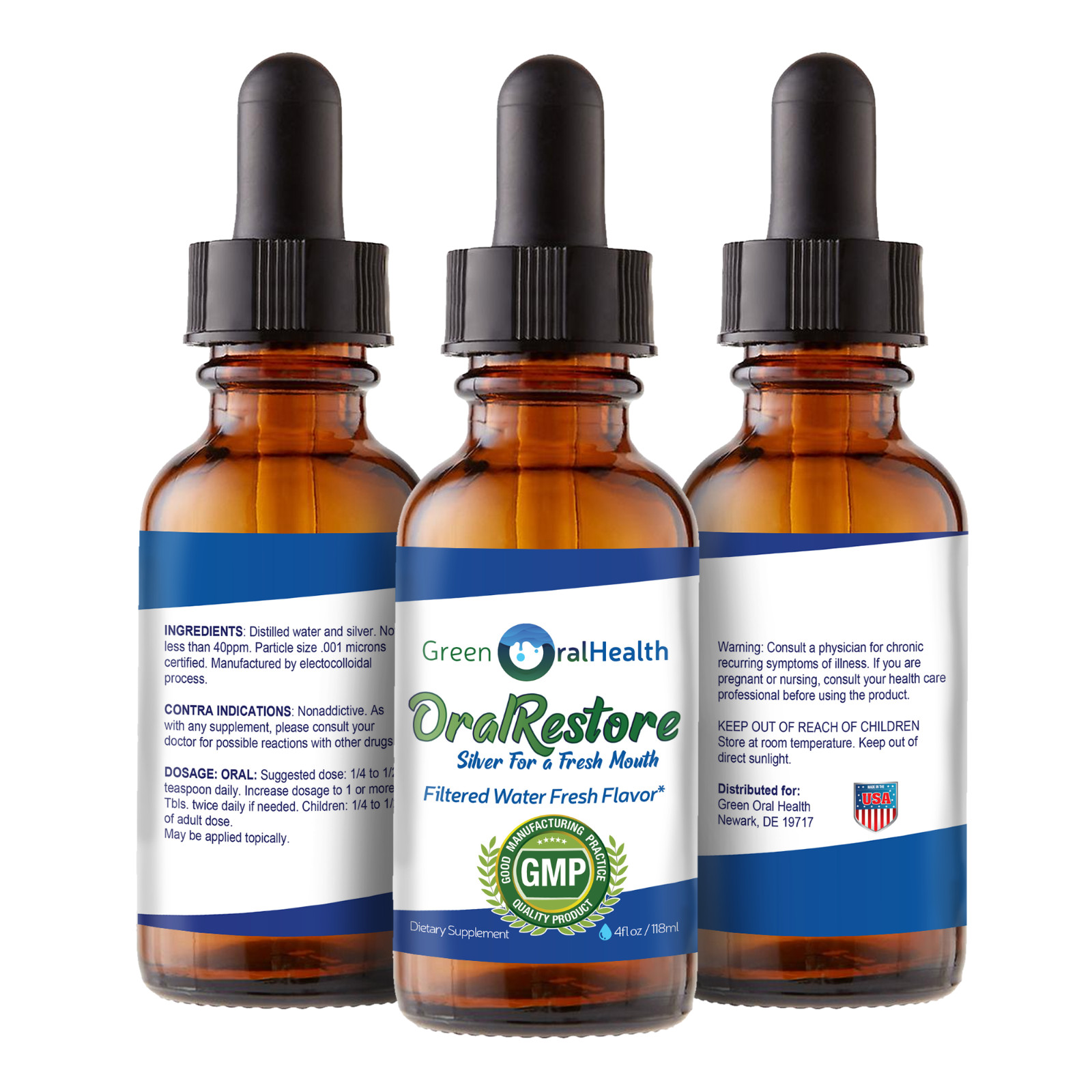 Oral Restore – Colloidal Silver for Bad Breath – 40 PPM Blend With Micro Silver