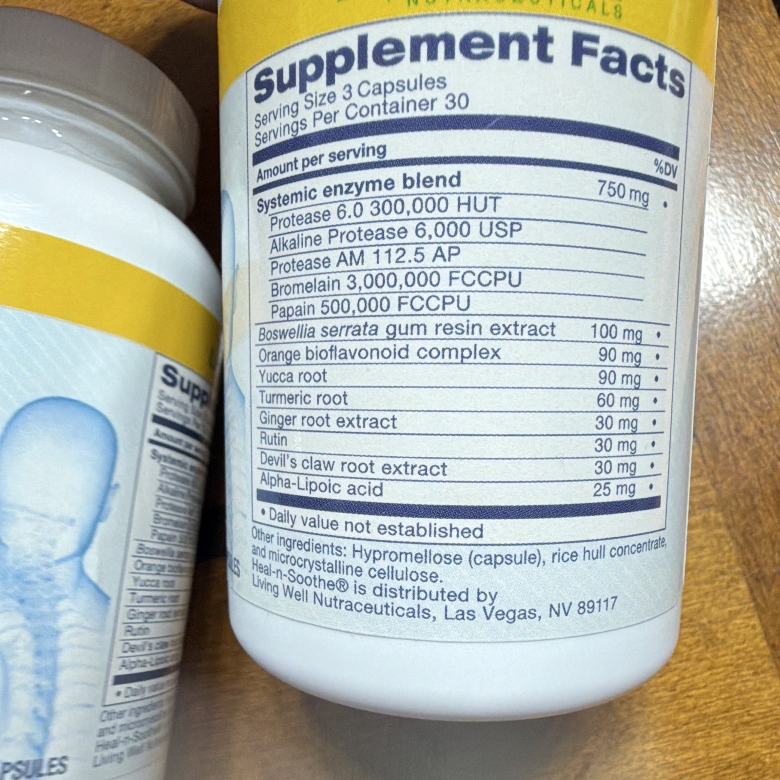 Living Well Heal-n-Soothe 90 Veg supplements lot of 2 (180 total) sealed.
