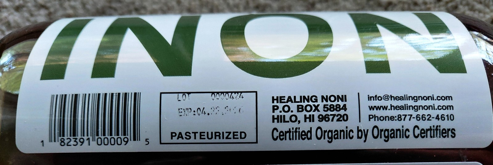 *Healing Noni* Hawaiian ~NONI JUICE~ Certified Organic ~1 x 32 fl. oz. / 1 qt.~