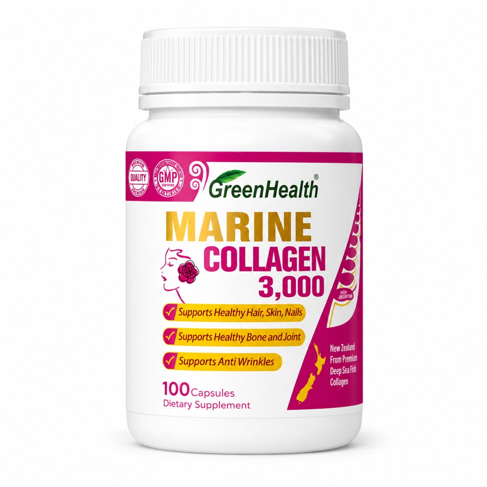 New Zealand Marine Collagen 3000mg x 100 vege capsules
