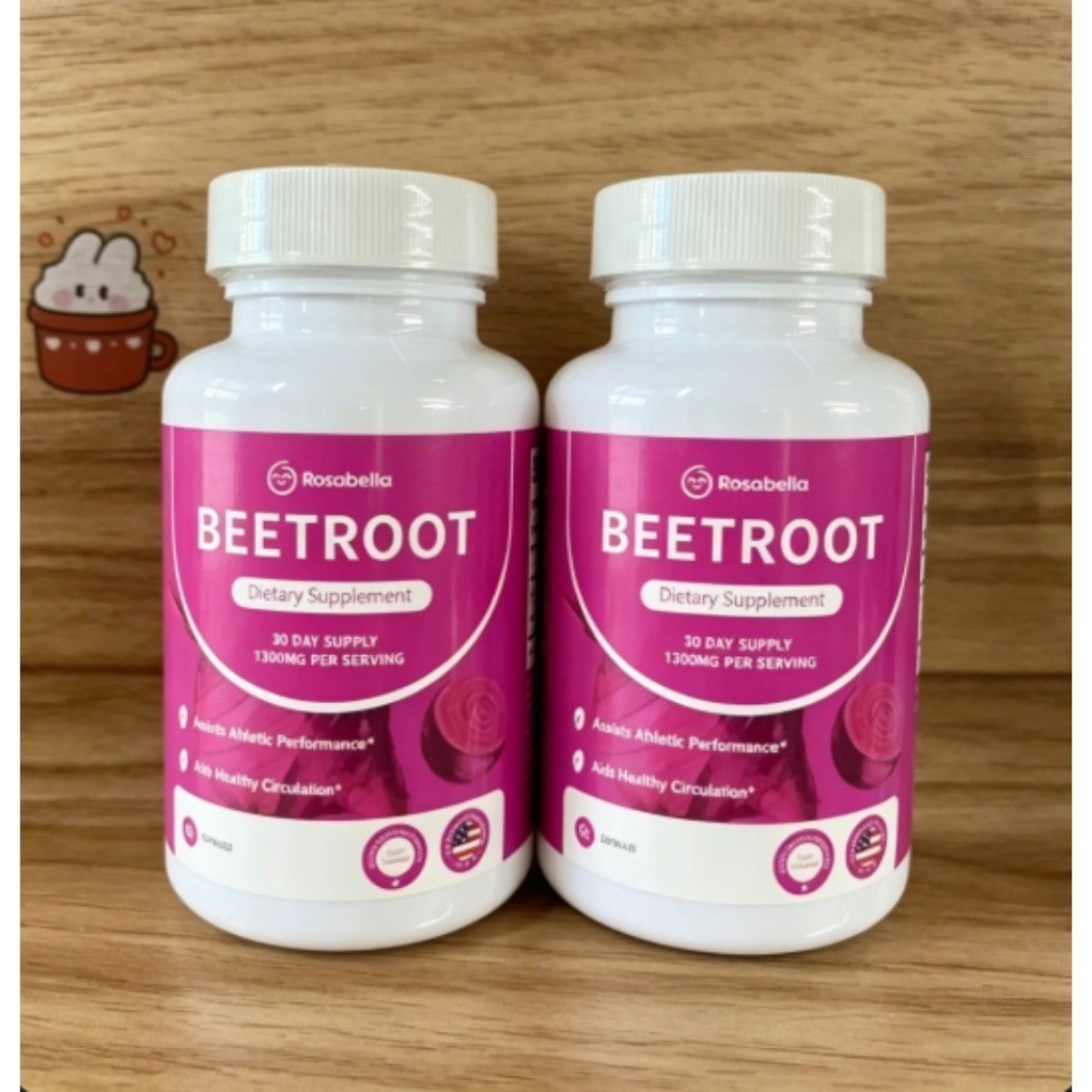 2 Pack NEW Rosabella Organic Beetroot 1300mg 60 Vegetarian Capsules Supplement