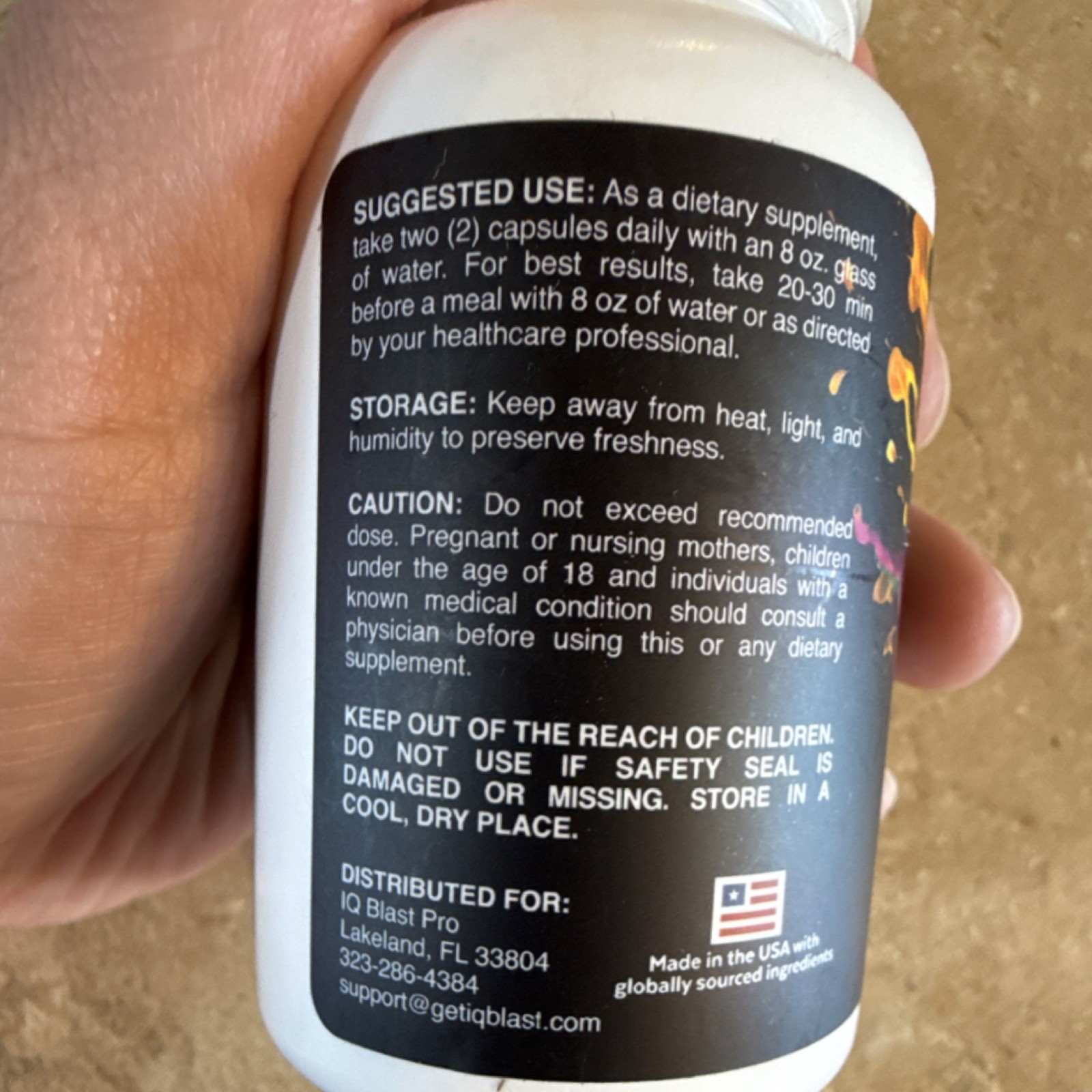 IQ Blast Pro Nootropic Dietary Supplement Brain Health 60 Capsules