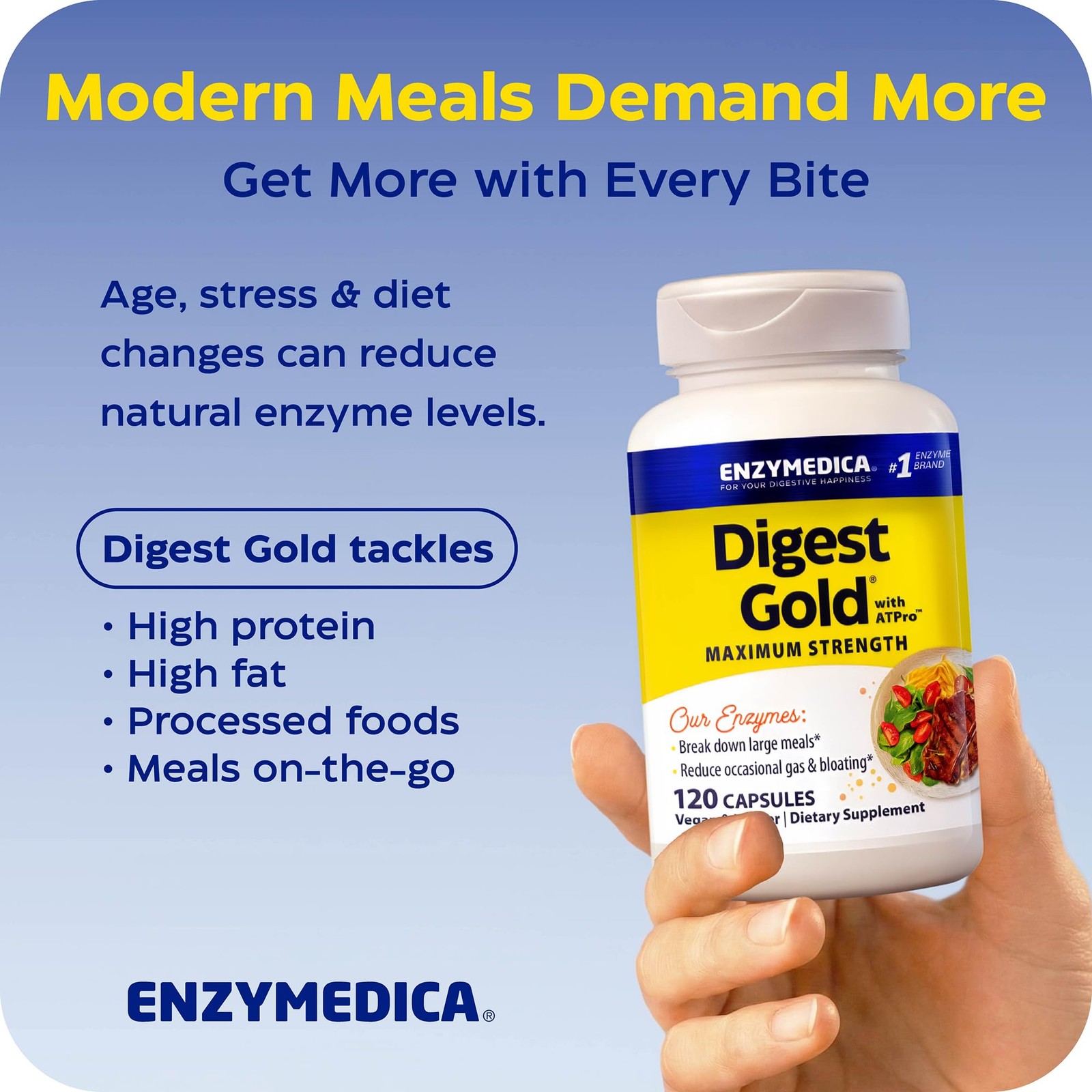 Enzymedica Digest Gold – Digestive Enzyme Supplement for 120 Count, Neutral