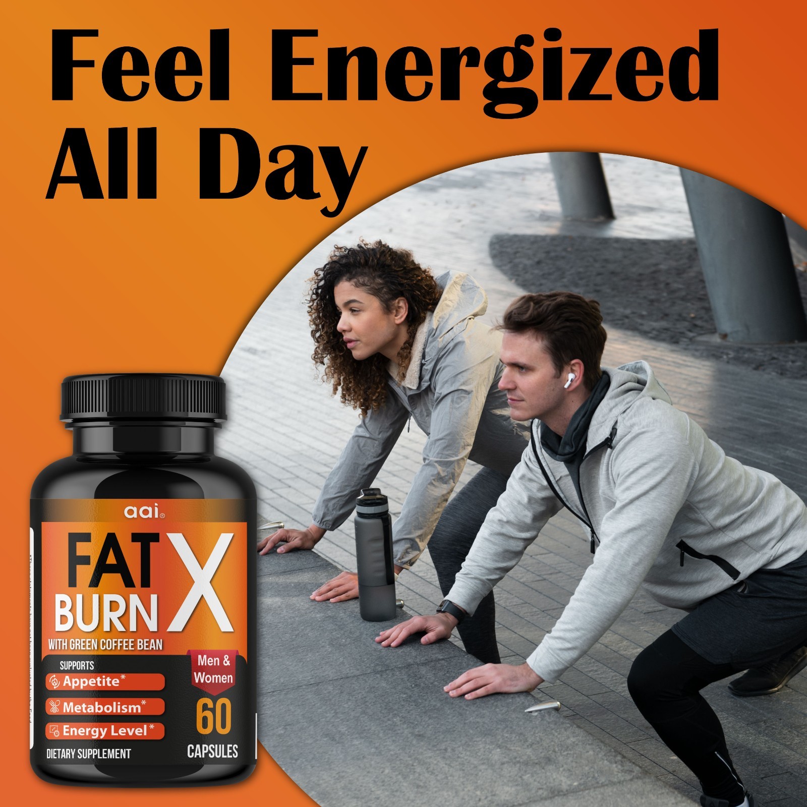 Fat Burn X Green Coffee Bean Capsules Metabolism Energy Support 60 Count