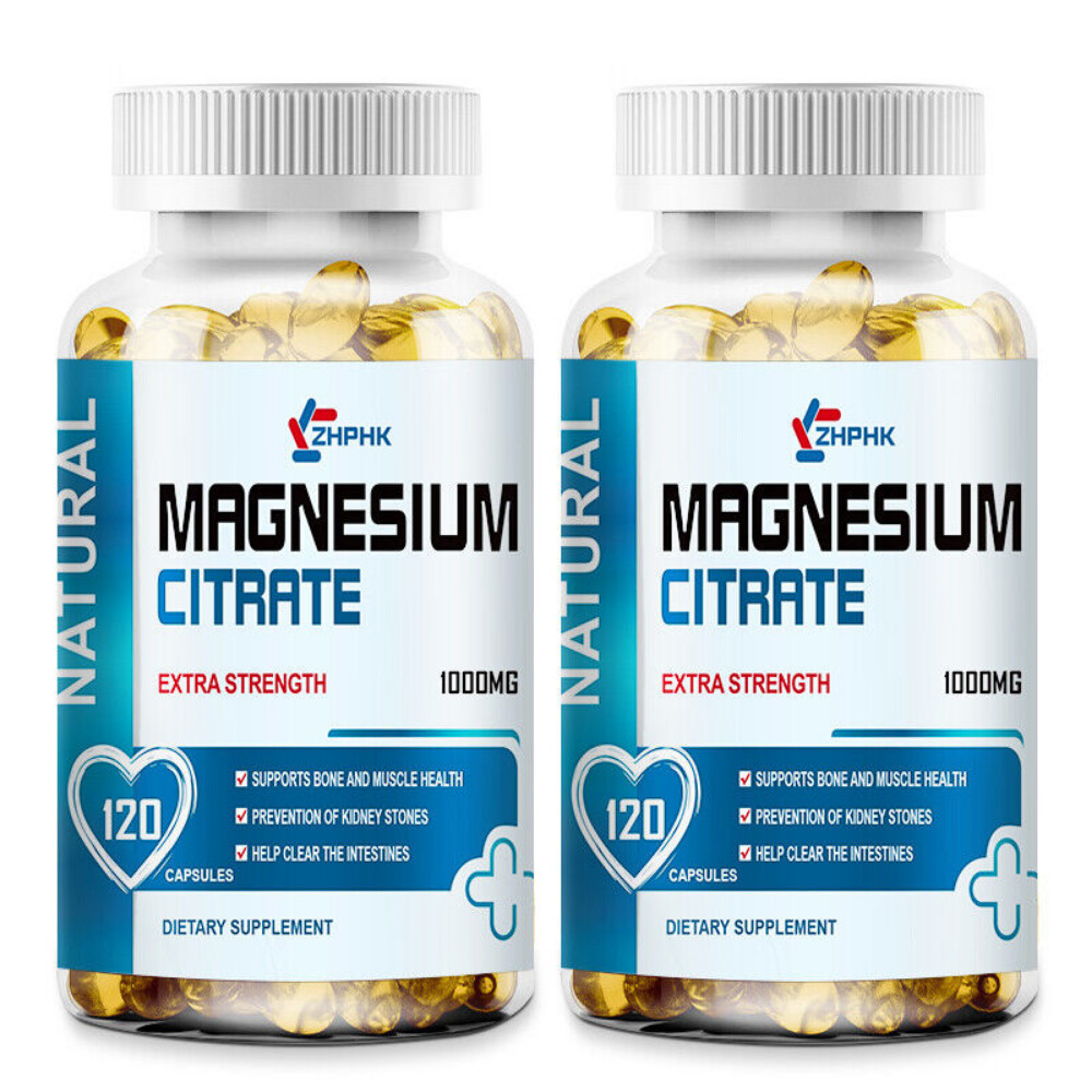 Magnesium Citrate 1000mg Capsules Super Strong Effective Vegan Capsules 120Pills
