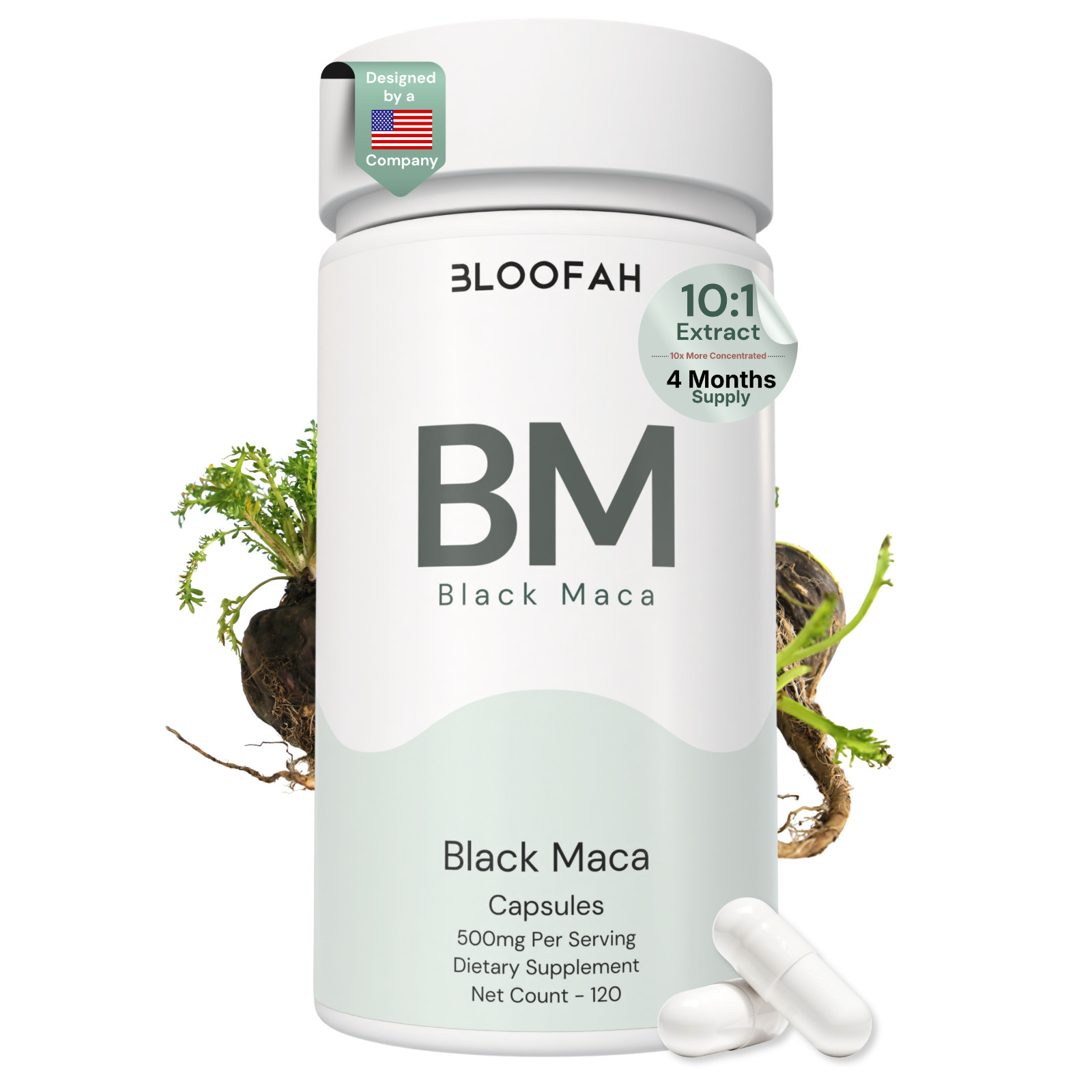 Bloofah BM Black Maca Extract 10:1 500mg | 120 Capsules | Energy & Performance
