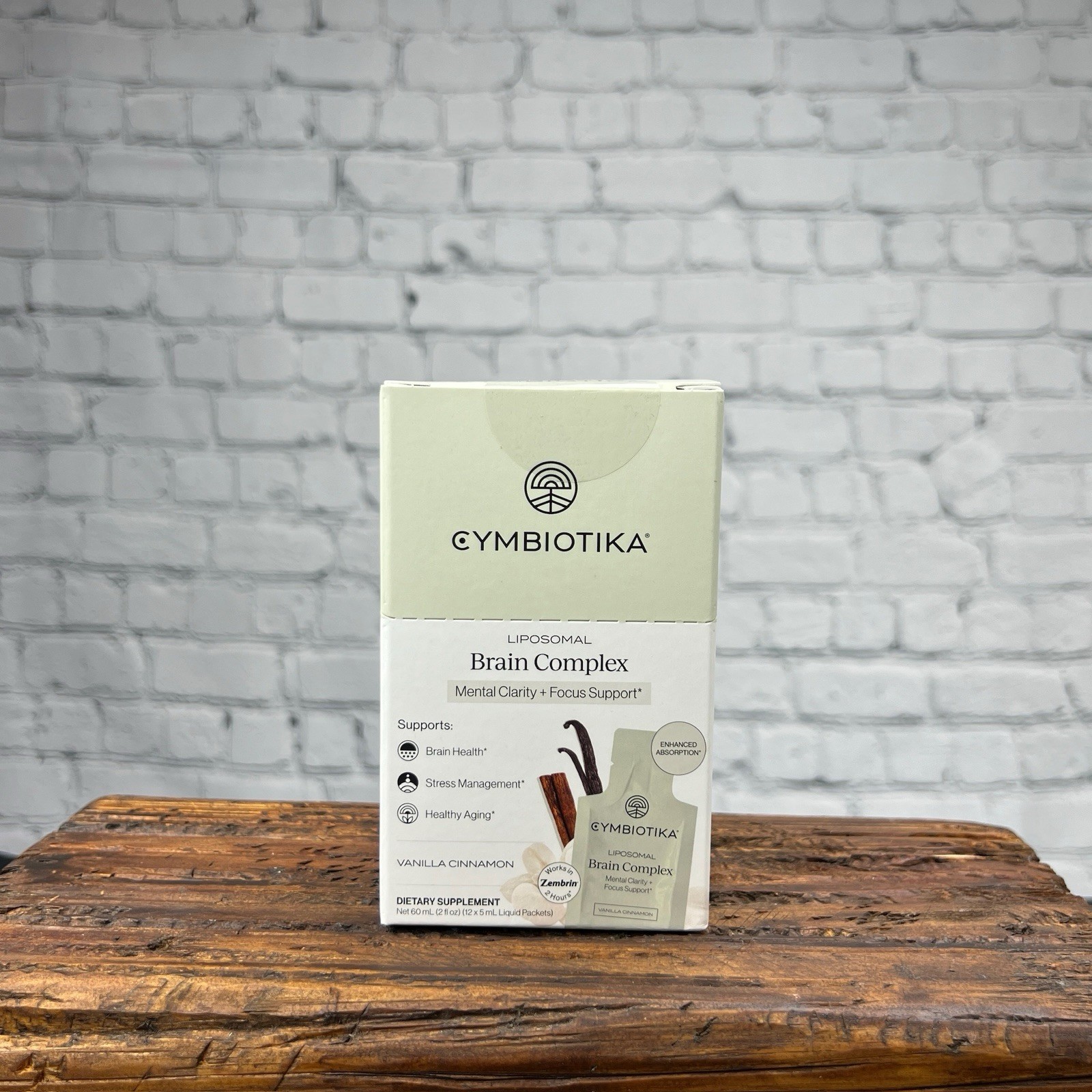 Cymbiotika Liposomal Brain Complex – Vanilla Cinnamon, Zembrin – 12 Packets