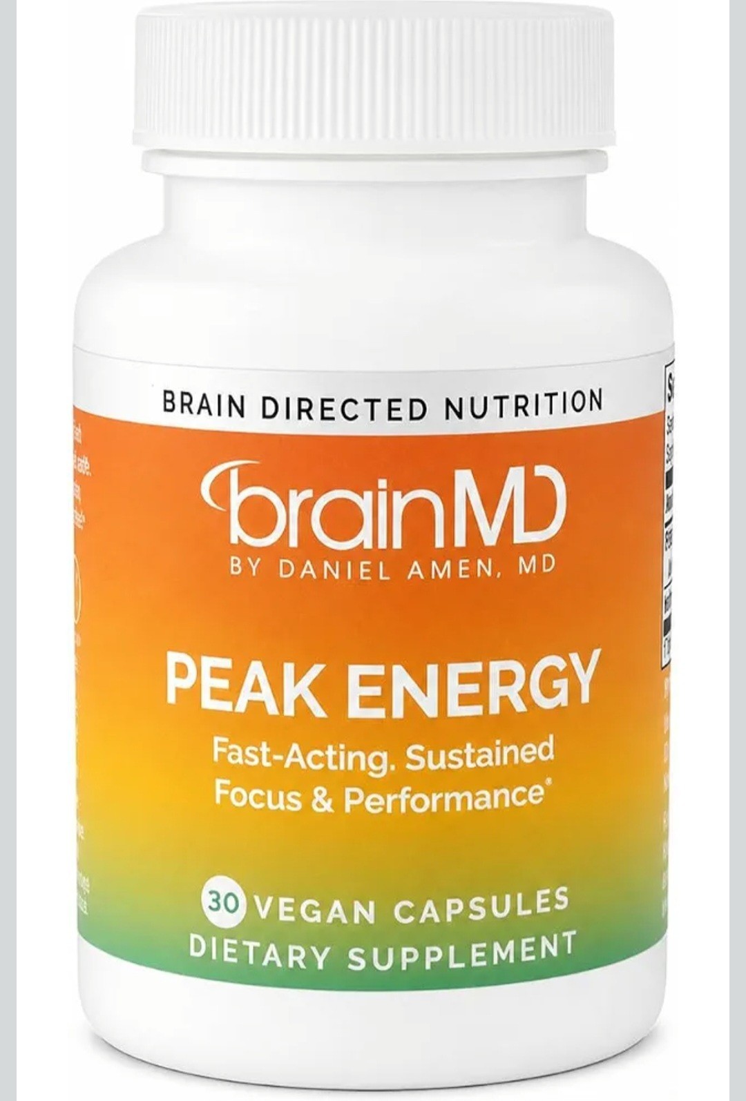 brainMD Peak Energy Vegan Dietary Supplement Capsules 30 Count Focus & Energy