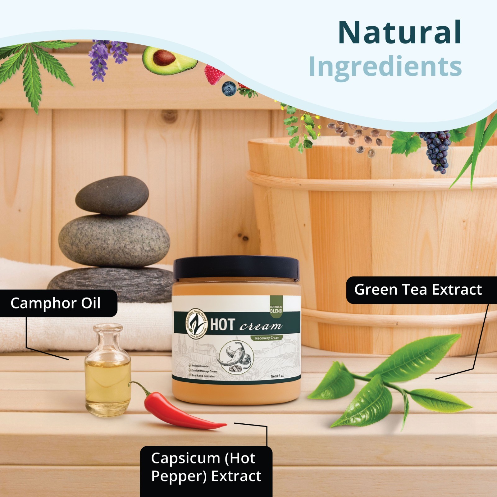 Organic Hot Cream-Cellulite Cream-Muscle Rub (32 Ounce)