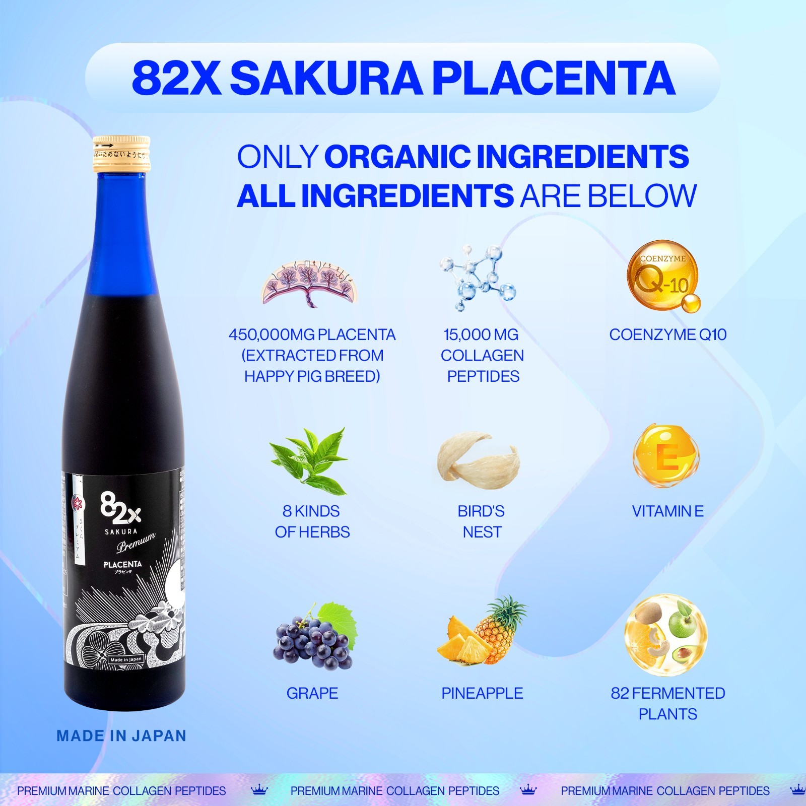 82X Sakura Placenta Liquid Drink Premium Placenta 450,000mg Placenta From Japan
