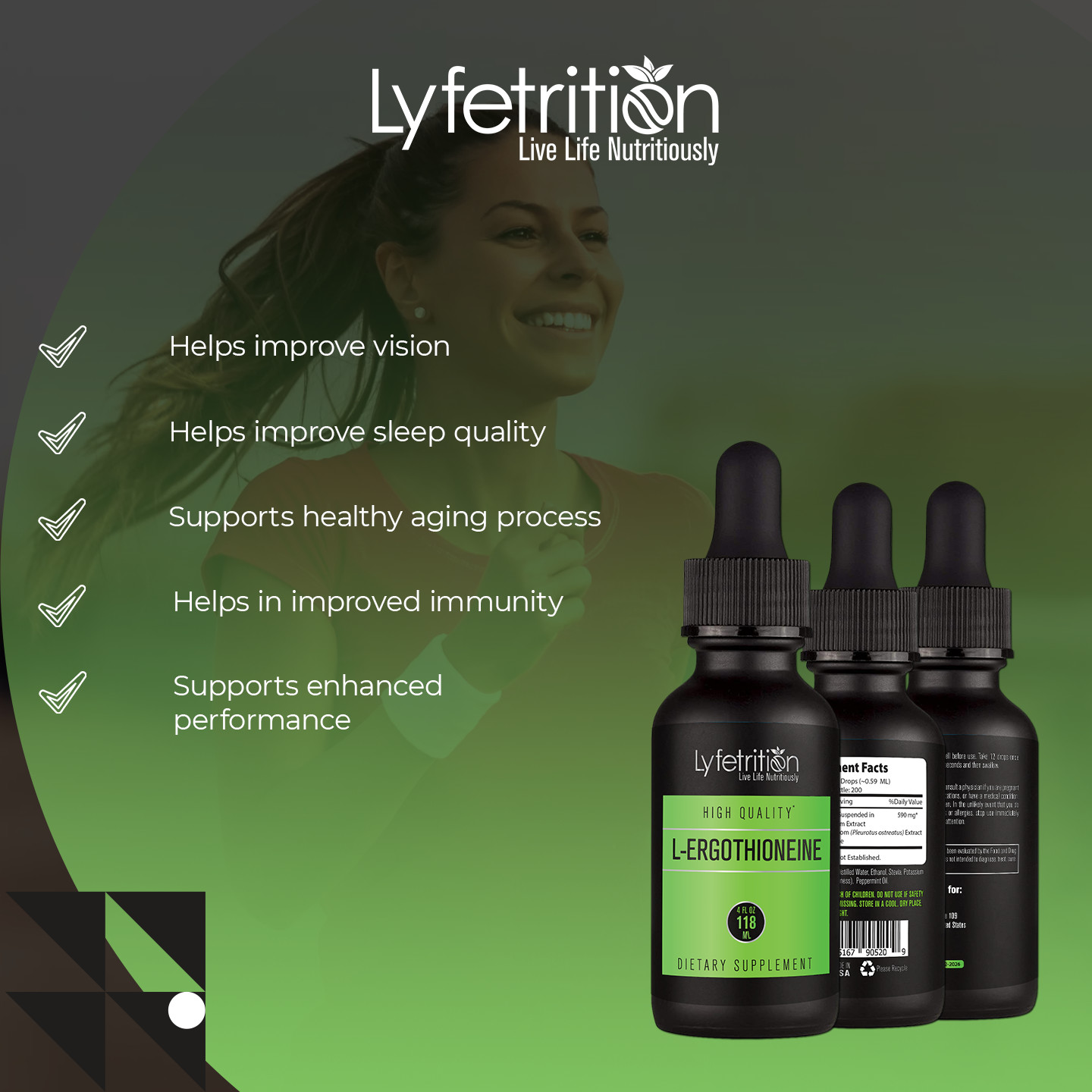 L-Ergothioneine Liquid Supplement 540 mg, 4 Oz Liquid,220 Servings,Made in USA