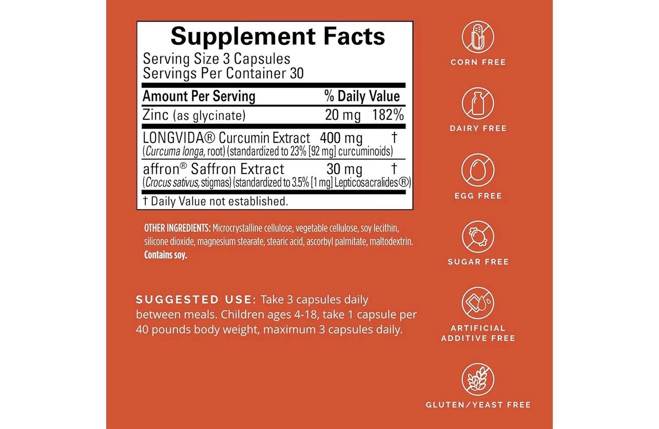 BrainMD Happy Saffron Plus Mood Support 90 Vegan Capsules Dietary Supplement
