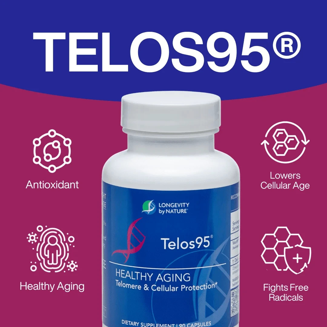 Longevity Telos95 Telomere Supplements – Healthy Aging Cellular Support 30 Caps