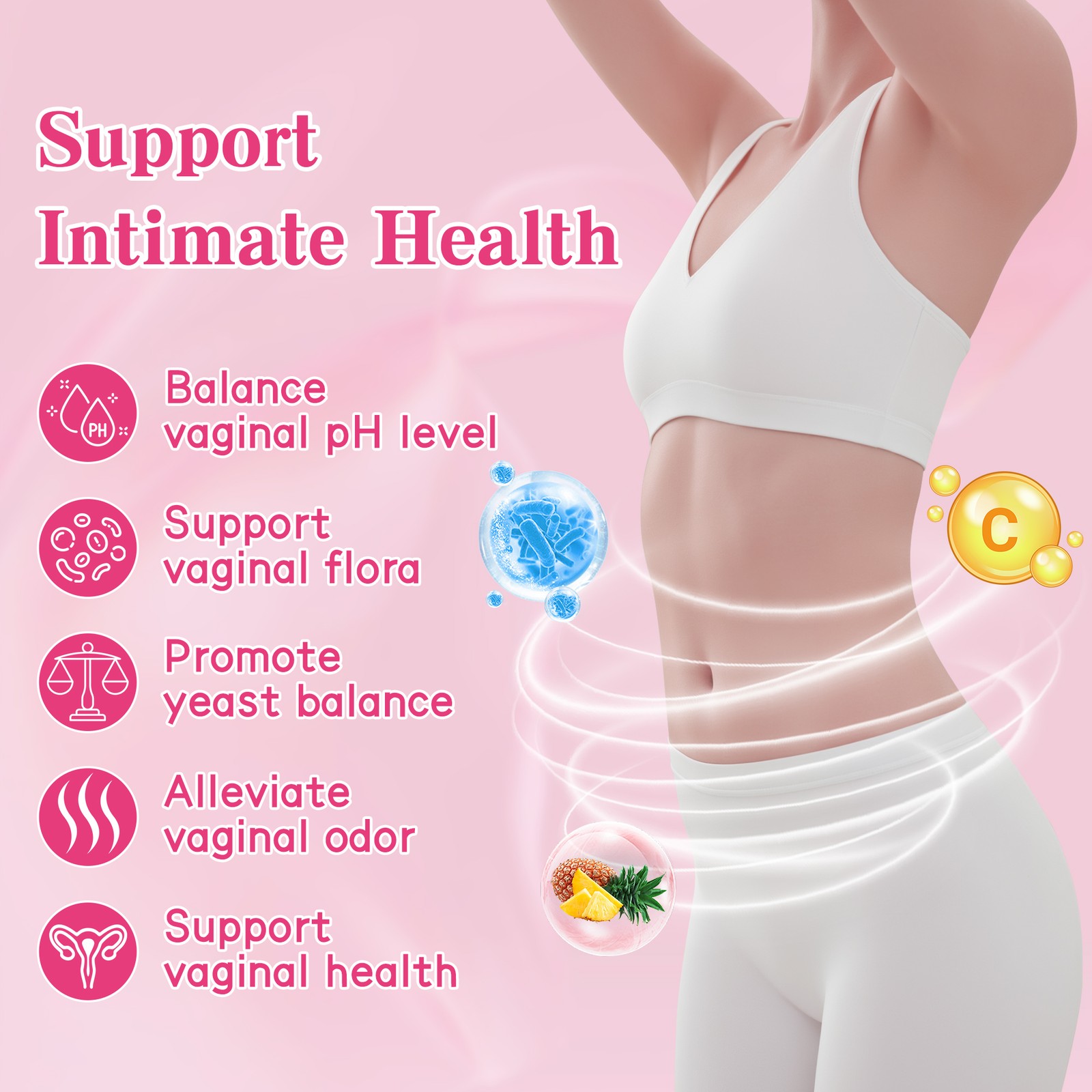 Feminine Probiotic Gummies,pH & Vaginal Flora Support with 1Billion CFU,60 Count