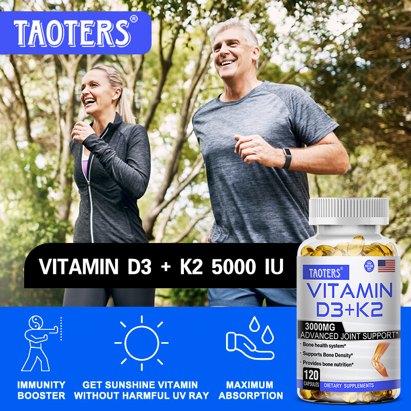 Vitamin D3 5000IU + K2 MK7 Calcium Absorption & Bone Health 120 Softgels