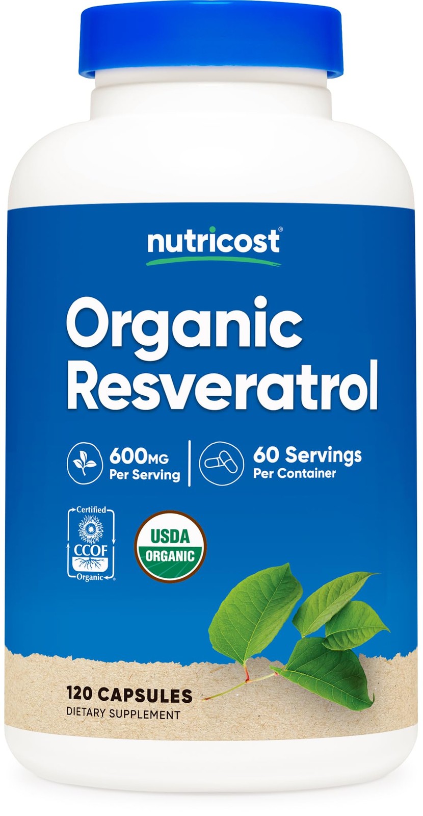 Nutricost Organic Resveratrol (600mg) 120 Capsules – 120 Count (Pack of 1)