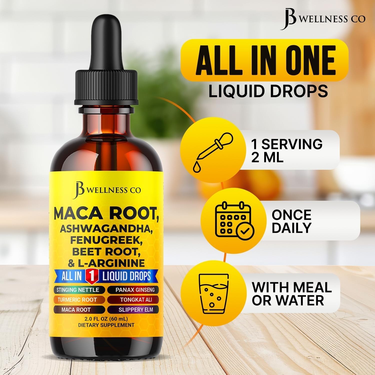Organic Maca Root Liquid Drops 2-Pack, Ashwagandha, Nettle, Fenugreek, Beet Root