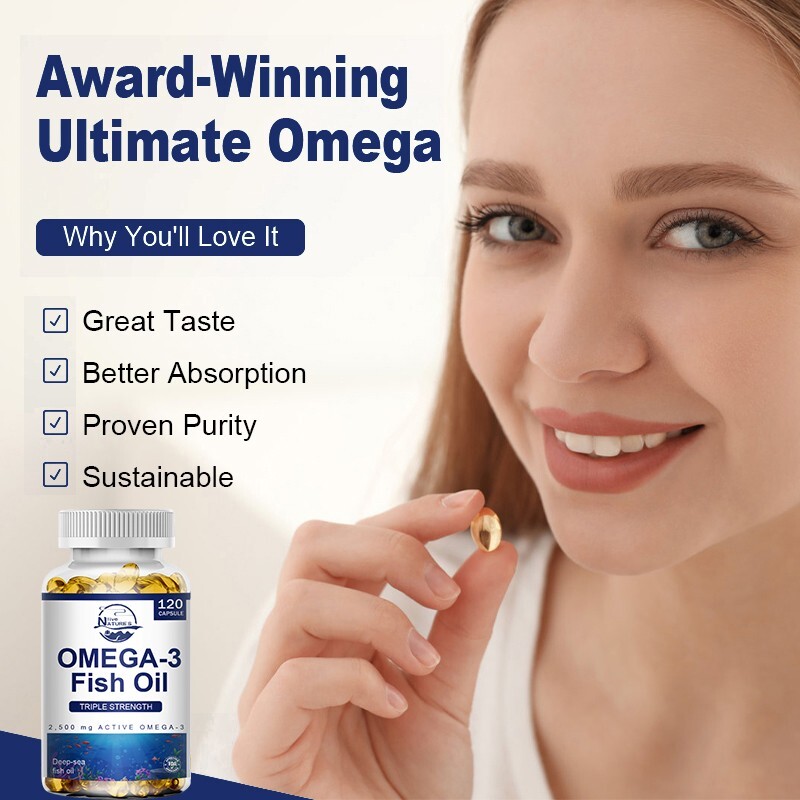 120 Pills Omega 3 Fish Oil Capsules 3x Strength 2500mg EPA&DHA,Highest Potency